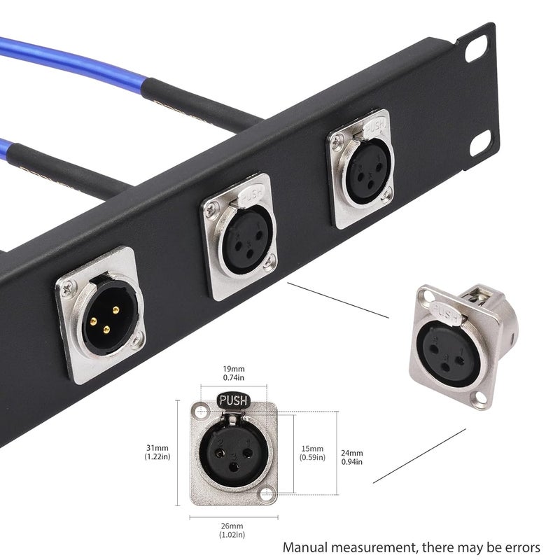 HUALEU كابل تمرير 2 قدم 1/4 إلى XLR، نوع D 3 دبابيس XLR ذكر إلى 6.35 مم TRS ذكر بزاوية قائمة، كابل صوت صندوق أرضي-20AWG موصل نحاسي مطلي بالفضة، يتضمن براغي تثبيت-عبوة 2 - Image 3